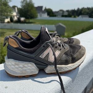 Gray and White New Balance Sneakers